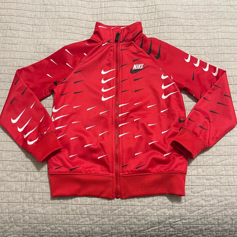Nike Boy's Red Tracksuit Jacket Black/White Swoosh Size 5